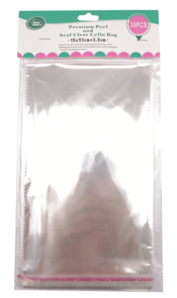 Self Seal Cellophane Bags (15x23cm) 35PK - Clear