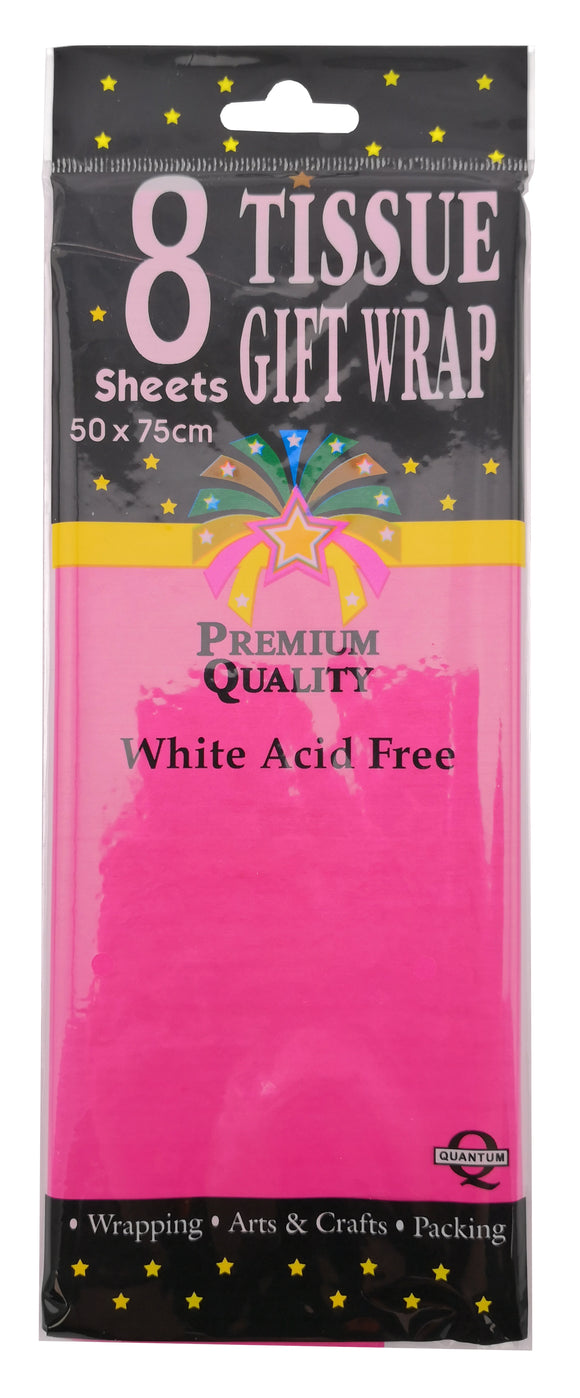 Tissue Paper (50x75cm) 8PK - Hot Pink