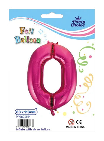 Foil Balloon (83x113cm) Hot Pink Number - 0