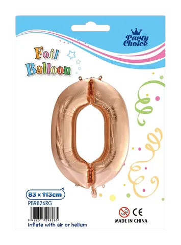 Foil Balloon (83x113cm) Rose Gold  Number - 0