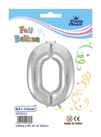 Foil Balloon (83x113cm) Silver Number - 0