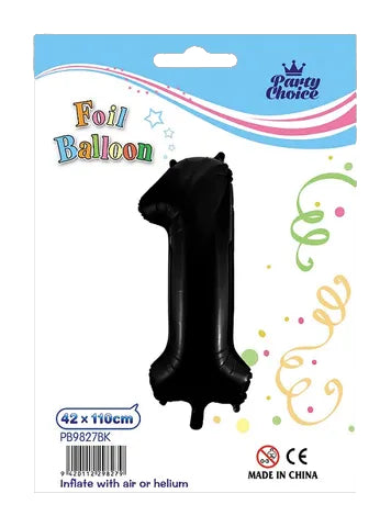 Foil Balloon (42x110cm) Black Number - 1