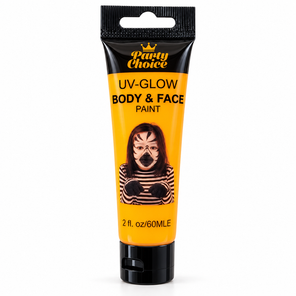 UV Glow Orange body and face paint, 60ml tube