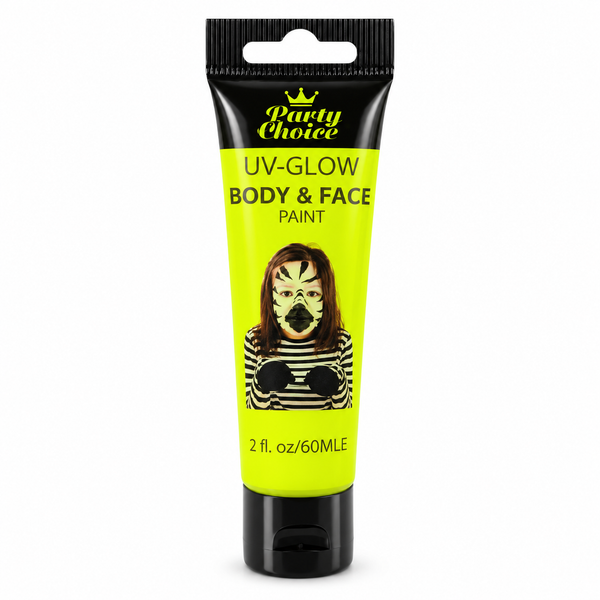 UV Glow Yellow body and face paint, 60ml tube