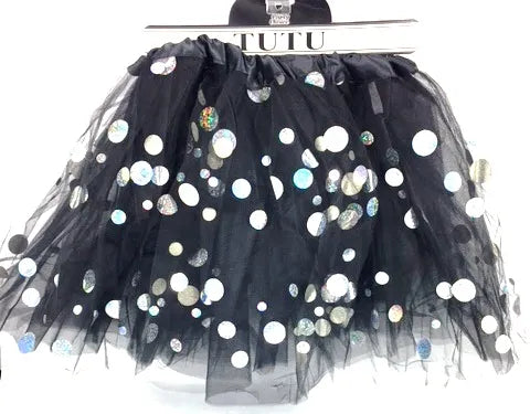 Adult Tutu With Reflective Polka Dots (L:40cm) - Black