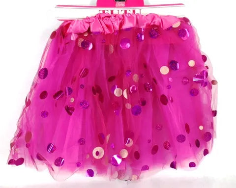 Adult Tutu With Reflective Polka Dots (L:40cm) - Hot Pink