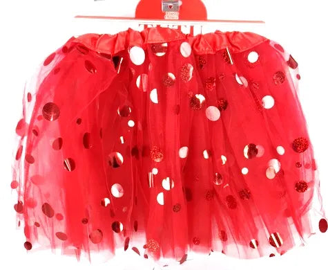 Adult Tutu With Reflective Polka Dots (L:40cm) - Red