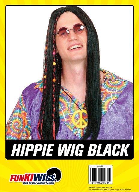 Hippie Wig Black adult wig