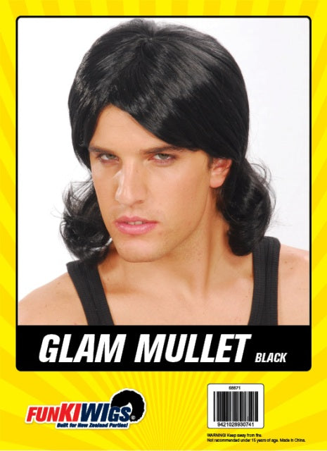 Glam Mullet Black adult wig