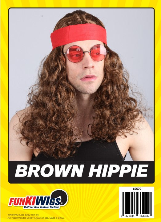 Brown Hippie adult wig
