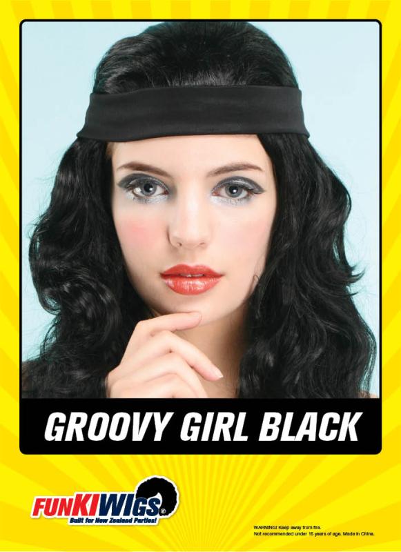 Groovy Girl Black adult wig