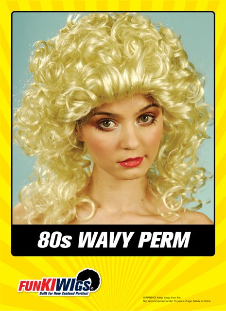 80s Wavy Perm Blonde adult wig