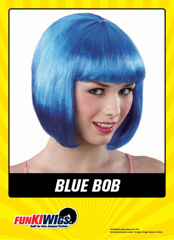 Blue Bob adult wig