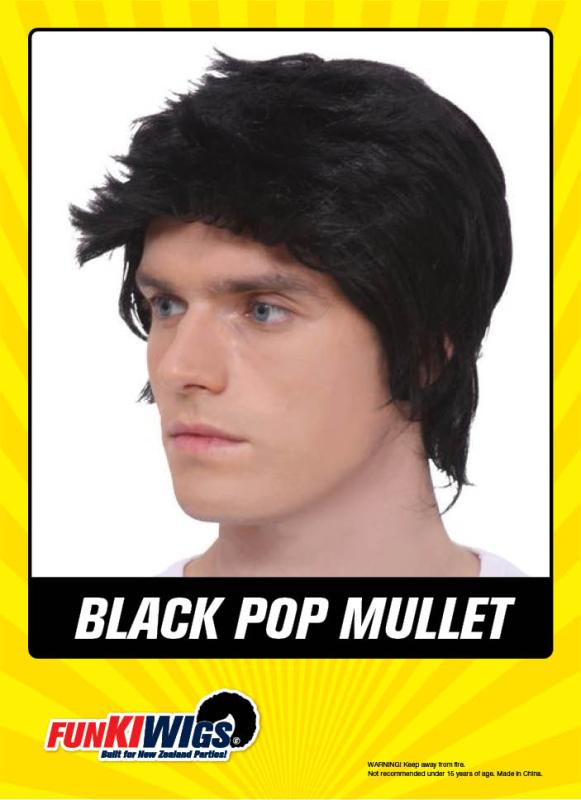 Black Pop Mullet adult wig