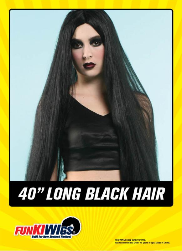 40-inch Long Black Hair adult wig
