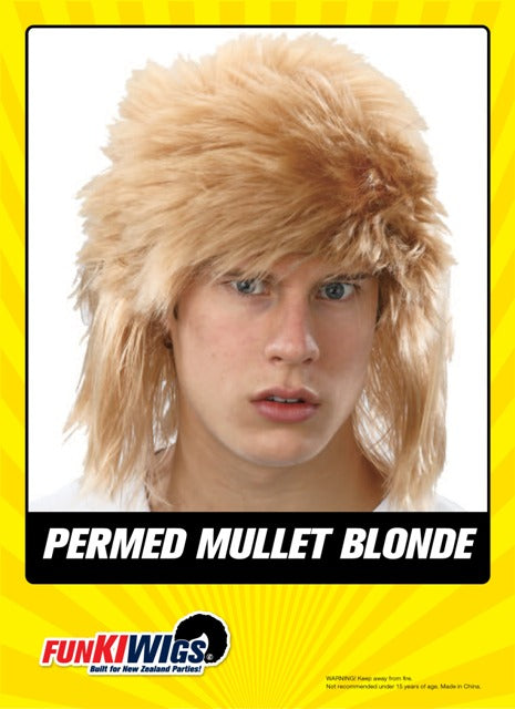 Permed Mullet Blonde adult wig