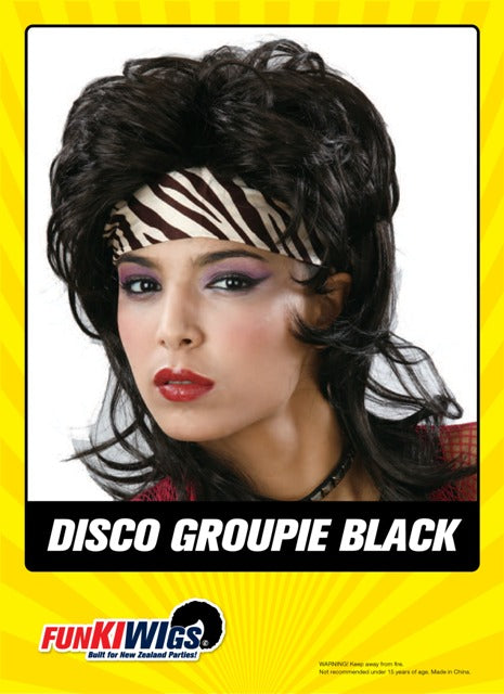 Disco Groupie Black adult wig