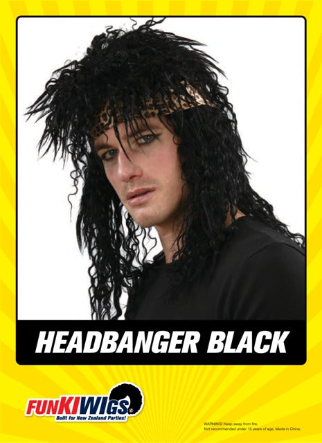 Headbanger Black adult wig