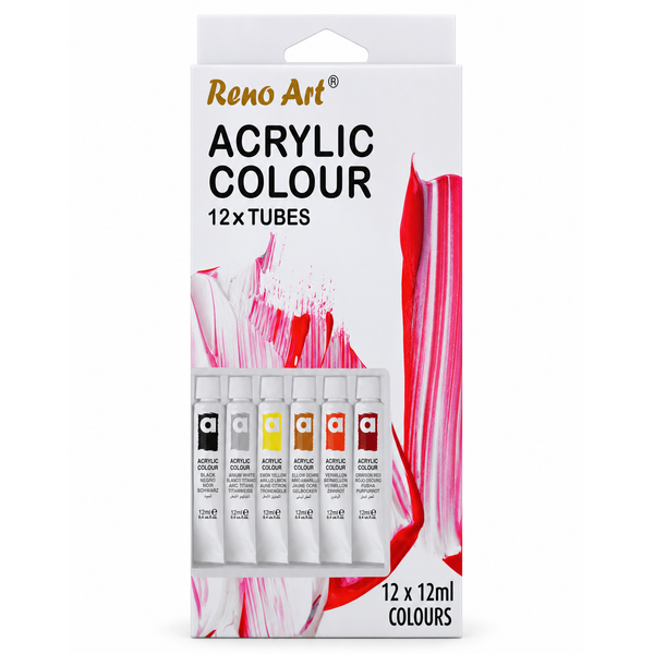 Acrylic Colour Paint Set (12ml Tubes) 12PK — AC-1212S