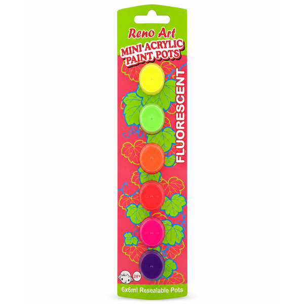 Mini Acrylic Paint Pots (6ml) 6PK - Fluorescent — AF-0606S