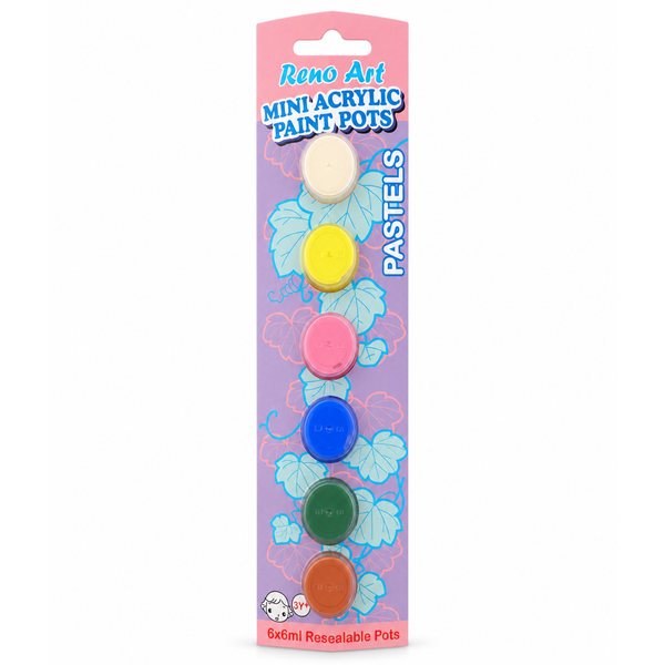 Mini Acrylic Paint Pots (6ml) 6PK - Pastels — AP-0606S