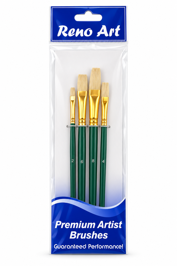 Reno Art Bleached Bristle Brush Set - 4 Piece (BS-706-4)