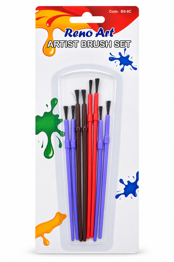 Reno Art Kids Paint Brush Set - 8 Piece (BS-8C)