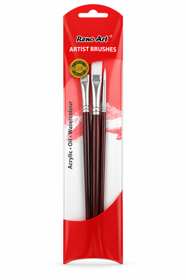 Reno Art White Nylon Brush Set - 3 Piece (BS 502-3)