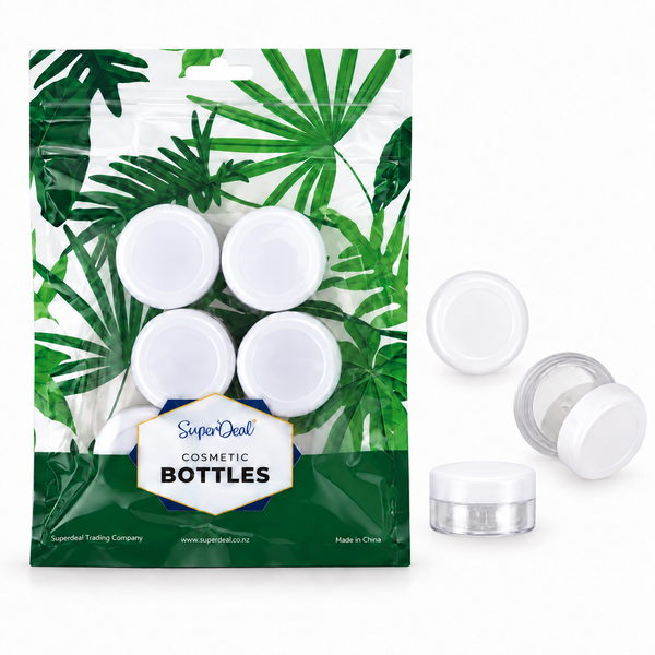 Clear Round Travel Containers – 10 ml, 6 Pack