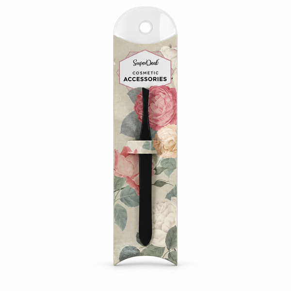 SuperDeal Matte Black Flat-Tip Tweezers