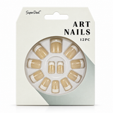 Artificial Nails with Glue – French Style, Assorted – design 6