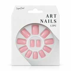 Artificial Nails with Glue 12pc – Plain Colour, Assorted – design 1