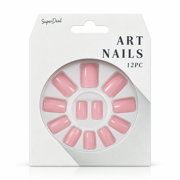 Artificial Nails with Glue 12pc – Plain Colour, Assorted – design 1