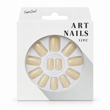 Artificial Nails with Glue 12pc – Plain Colour, Assorted – design 3