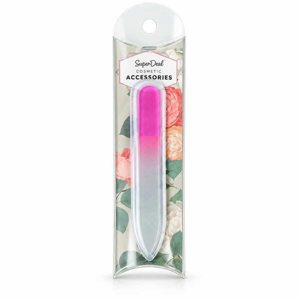 SuperDeal Glass Nail File – 9 cm – Pink