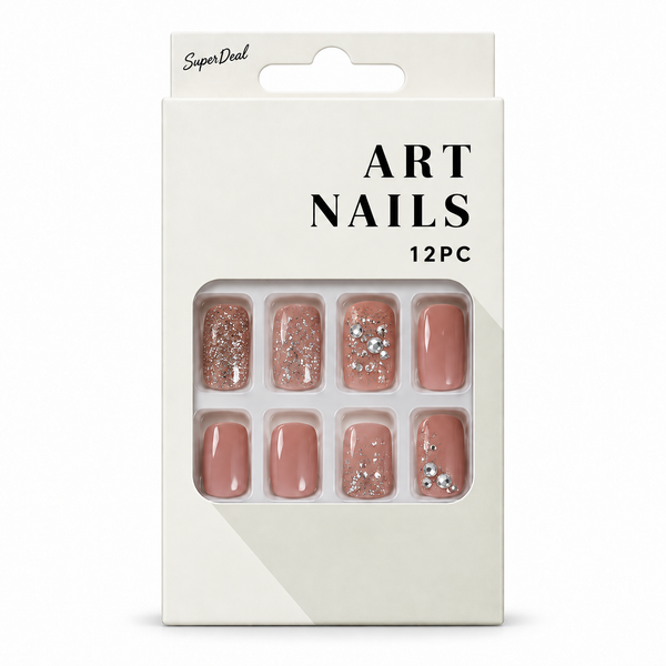 Artificial Nails with Craft Crystals 12pc – Assorted (CS0897) – design 1