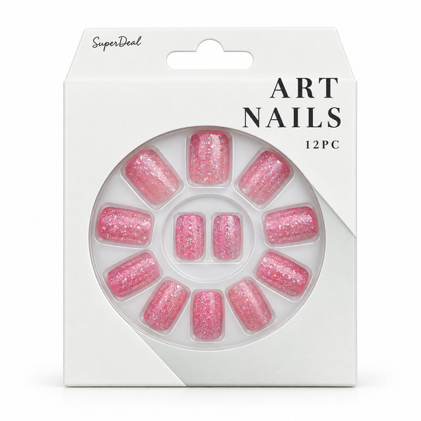 Artificial Nails with Glue 12pc – Gradient Glitter, Assorted – design 1