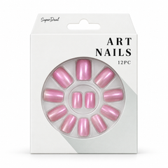 Artificial Nails with Glue 12pc – French Glitter, Assorted – design 1