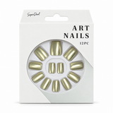Artificial Nails with Glue 12pc – French Glitter, Assorted – design 10