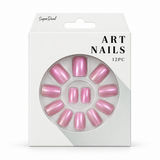 Artificial Nails with Glue 12pc – French Glitter, Assorted – design 1