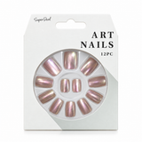 Artificial Nails with Glue 12pc – French Glitter, Assorted – design 4