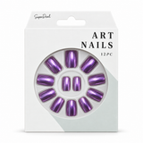 Artificial Nails with Glue 12pc – French Glitter, Assorted – design 6
