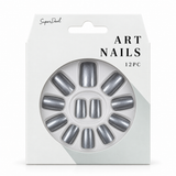 Artificial Nails with Glue 12pc – French Glitter, Assorted – design 8