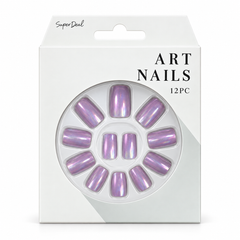 Artificial Nails with Glue 12pc – UV Plating, Assorted – design 1