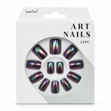 Artificial Nails with Glue 12pc – UV Plating, Assorted – design 7