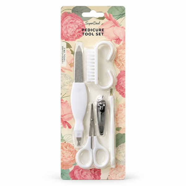 SuperDeal Pedicure Tool Set – 5 Pieces – White