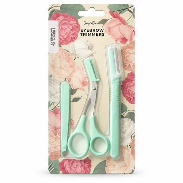 SuperDeal Eyebrow Trimmer & Tweezer Set – 3 Pieces – Mint