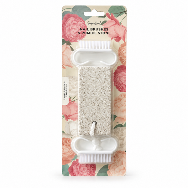 SuperDeal Nail Brushes with Pumice Stone – 2 Pieces – White