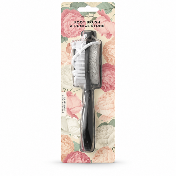 SuperDeal 4-in-1 Foot Brush & Pumice Stone – Black