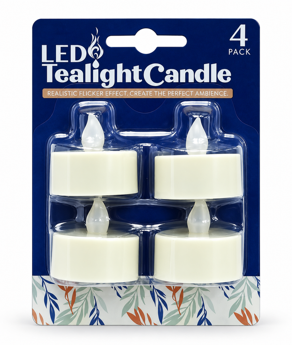 Flickering LED Tealight Candles – 4 Pack